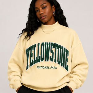 Sweat-shirt à capuche rétro du parc national de Yellowstone, style vintage années 90, motif animalier du Wyoming, 100% coton, coupe ample, logo personnalisé - Product Image 2