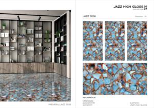 Azulejos de porcelana de calidad de exportación con acabado de alto brillo Jazz en tamaño 60x120cm 600x1200mm 24x48 para proyectos de interiores modernos. - Product Image 2