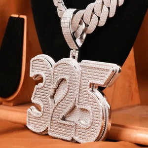 Personalize Number <b>Name</b> Letter VVS Moissanite Diamond Pendant Custom Iced Out Letter 925 Silver HipHop Cuban Link <b>Chain</b> Necklace - Product Image 3