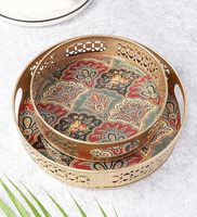 Pot en métal décoratif avec motif nature morte, design Art Déco rouge et or, forme ronde, pour le Nouvel An chinois, artisanat métallique