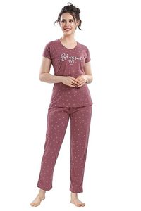 Conjunto de pijama de algodón para mujer, corte holgado, manga larga, suave, cómodo, transpirable, ropa de dormir - Product Image 3