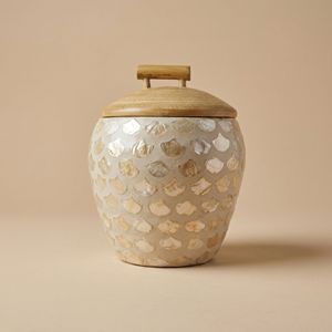 Tarro de Bambú Hecho a Mano con Incrustaciones Decorativas de Madreperla para Café, Té, Azúcar, Encimera de Cocina y Organización del Hogar - Product Image 1
