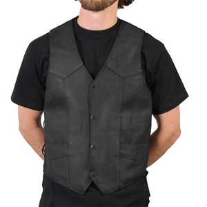 Men's Customized Casual Autumn and Summer Men Leather Vest Use Fashion Breathable Leather Vest For Sale New Arrival Leather Vest - Product Image 1