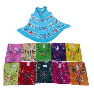 ชุดเดรสทรงร่มสีแดงงานแฮนด์เมดสไตล์อินเดียสำหรับผู้หญิงเดรสฤดูร้อนแขนกุดพิมพ์ลายพู่กัน Maxi - Product Image 5