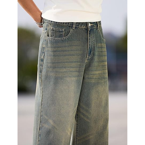 Pantalones Vaqueros Rectos Oversize Vintage de Moda Urbana para Hombre, Ajuste Holgado, Denim Lavado, Estilo Urbano, Lavables - Product Image 6