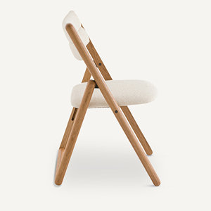 Chaise de jardin pliante scandinave, structure en bois de chêne, revêtement beige, pieds coniques, mobilier d'extérieur - Palma - Product Image 3