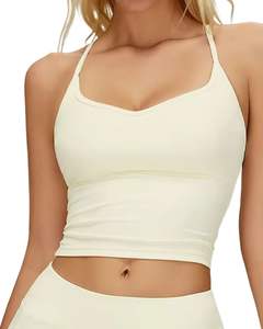 Women Ivory White Solid Sports Bra And High Waist <b>Leggings</b> Set Stretch Yoga Fitness Gym Workout Wear Custom OEM Wholesale - Product Image 1