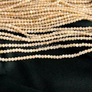 Cuentas redondas microfacetadas de piedra lunar de melocotón natural de 2 mm, pequeñas cuentas de piedra lunar para la fabricación de joyas, piedras preciosas sueltas facetadas al por mayor - Product Image 6
