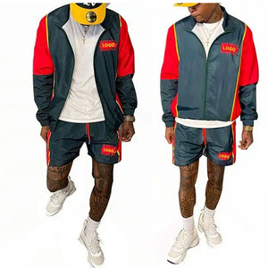 Perfectionists Men's Solid Tracksuit Set Half-Zip <b>Jacket</b> Shorts Breathable Polyester/Cotton Skinny Fit Streetwear Winter Casual - Product Image 1