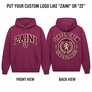 Premium 400 GSM Cotton Fleece <b>Men</b> <b>Pullover</b> Hoodie Maroon Custom Front Chenille Embroidery Logo Oversized Breathable Eco-Friendly - Product Image 1