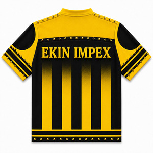 Camiseta de Fútbol Premium para Hombre, Amarilla y Negra con Tachuelas |   Camiseta Deportiva de Fútbol con Pedrería, Personalizada, de Malla, 100% Poliéster - Product Image 2