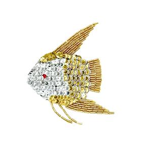 Broche de bordado de cuentas de semillas hecho a mano único, elegante broche floral de cuentas bordadas - Product Image 1