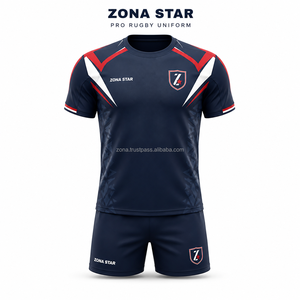 Uniforme de rugby personalizado para adultos, azul oscuro, venta al por mayor, transpirable, de secado rápido, otros shorts de jersey para hombre, kit de equipo, detección de agujas, OEM - Product Image 1