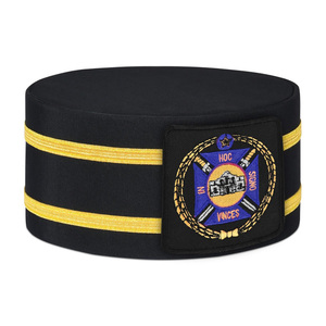 Premium Knights Templar Crown Cap Blue Embroidered Gold Bullion Regalia <b>Hat</b> With Gold Decorative <b>Bands</b> - Product Image 2