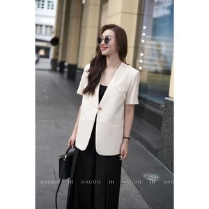 Vietnam Wholesale <b>Women</b> Woolen Blazer Short Sleeve Embroidery Button Slim Fit Breathable Casual Office Workwear <b>Jacket</b> B677 - Product Image 3