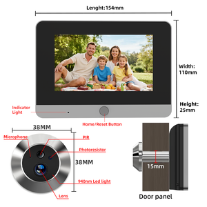 Caméra de porte intelligente Tuya 1080P de 5 pouces avec vision nocturne IR et interphone vidéo Wi-Fi - Product Image 6