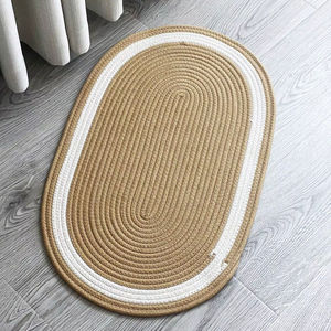 Alfombras Trenzadas Ovaladas de Yute y Algodón para Exteriores, Alfombra y Tapete de Lujo Personalizados para Exteriores, Balcón, Mesa de Centro Estilo Boho, Antideslizante para Dormitorio - Product Image 1