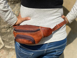 Ceinture en cuir véritable pour hommes, accessoire poche à la taille - Product Image 2