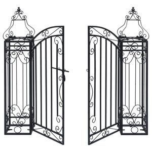 Puerta de jardín de hierro forjado ornamental 48 "x 8,1" x 39,4 "Enrejado y puertas de esgrima - Product Image 3