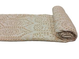 Tissu brodé blanc en jersey/coton avec motif géométrique ajouré et broderie médaillon, matière douce pour robes – Meilleure vente - Product Image 4