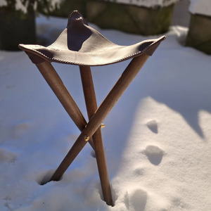 Taburete de caza de cuero genuino, plegable, con trípode, para camping, proveedor al por mayor, OEM, marca personalizada, calidad de exportación, muebles para exteriores - Product Image 2