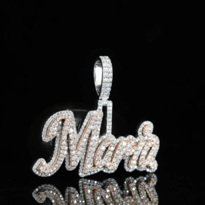 Pendentif personnalisé de luxe avec initiale en moissanite, argent 925 plaqué or 18 carats, pour homme, passe le test du diamant - Product Image 3