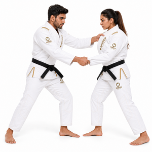 Kimono de BJJ Premium Mangoes Fashion en Coton Blanc Tissage Doré Prêt pour les Compétitions Uniforme Athlétique Adulte Unisexe Coupe Classique - Product Image 2