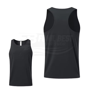 Summer New Men's Plus Size Casual Breathable Quick Dry Knitted 100% Cotton Solid Color O-Neck Racerback Tank Top - Product Image 4