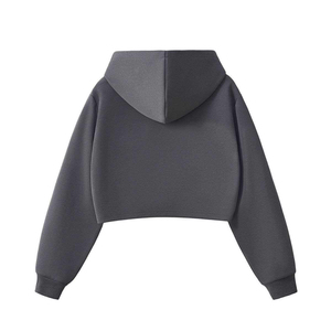 เสื้อฮู้ดดี้ผู้ชายแบบครอป คุณภาพสูง ซิปด้านหน้า สีพื้น แขนยาว ผ้าถัก สไตล์ลำลอง สำหรับฤดูใบไม้ร่วง - Product Image 5