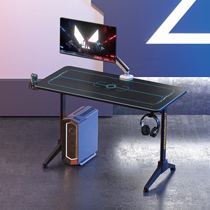 BLD02-147 Bureau de jeu RGB dynamique avec commandes tactiles intégrées, éclairage LED, support pour casque et porte-gobelet - Product Image 1