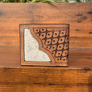 Portefeuille en cuir usiné à la main portefeuille en fourrure de vachette à longue fermeture éclair pour hommes nouveauté mode couleur marron porte-monnaie cadeau pour lui - Product Image 2