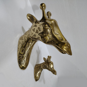 Escultura de Pared de Cabeza de Jirafa Grande de Metal, Estatua de Metal Fundido, Figura Decorativa - Product Image 5