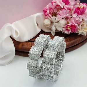 Luxury American CZ Stone Imitation Pearl <b>Bangles</b> <b>Set</b> Sparkling Bridal Wedding Jewelry Trendy Fancy Party Wear Women - Product Image 2