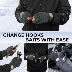 Gants de pêche demi-doigts isolés en mélange de coton unisexe toutes saisons avec design antidérapant à enfiler - Product Image 2