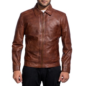 Veste matelassée en cuir véritable pour homme, en cuir de vache véritable, design personnalisé en gros, coupe-vent, respirante, devant chaud, marron 2026 - Product Image 1