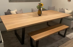 High Quality Modern Luxury Restaurant Furniture Glass Top Wood Frame Eco-Friendly Dining <b>Table</b> 2 <b>Bench</b> 6 Restaurant <b>Sets</b> - Product Image 2