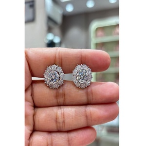 Exquisite Round Brilliant Cut Diamond <b>Stud</b> Earrings Rhodium Plated Women's Engagement Jewelry Alloy Fashion Earrings - Product Image 1
