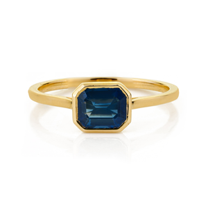 Elegant Classic Design Minimal Bezel <b>Set</b> Blue Sapphire Single Stone <b>Ring</b> Everyday Wear 14K Solid Yellow <b>Gold</b> Wholesale Jewelry - Product Image 1
