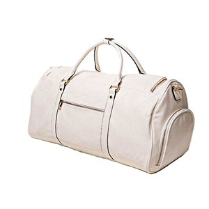 Sac de voyage en toile grande capacité avec fermeture éclair, sac de week-end beige - Product Image 4