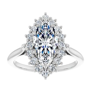 Bague en moissanite taille marquise 12x6mm en argent sterling 925 plaqué or, solitaire de luxe pour fiançailles, mariage ou promesse, pour femme - Product Image 1