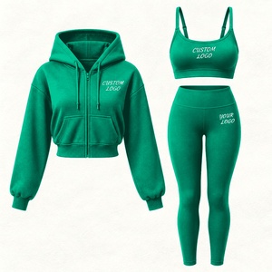 Conjunto Deportivo de Moda para Mujer, Otoño, Chaqueta de Manga Larga, Bra Deportivo, Capri, Tres Piezas - Product Image 6