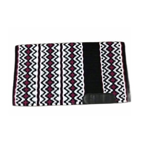 Beige Color Woolen Western Equestrian Hand Tooled Carved Leather Cutback Felt Work Horse Saddle Pad - Product Image 3