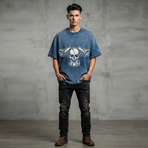 T-shirt imprimé avec graphisme vieilli personnalisé, 100% coton, tissu doux, col rond, manches courtes, unisexe, confortable à porter. - Product Image 5