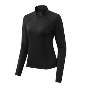 Men's <b>Black</b> <b>Long</b> Sleeve Stand Collar Sporty Knitted Quick Dry Slim Fit <b>T</b>-<b>Shirt</b> - Product Image 1