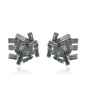 ต่างหูเพชรทรงบาแกตต์ธรรมชาติ ชุบออกซิไดซ์ เงินแท้ 925 แบบเกี่ยวหลัง ทำด้วยมือ เครื่องประดับคุณภาพสูง ขายส่ง - Product Image 1