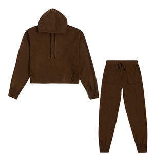 Ensemble de survêtement pour femme de haute qualité, col rond, sur mesure, style décontracté d'hiver, motif uni, 100% coton, respirant, séchage rapide - Product Image 2