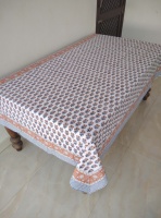 Nappe rectangulaire Balajee Green, faite à la main en Inde, imprimée au bloc, 100% coton, motif floral, logo personnalisé, lavable, style ferme moderne