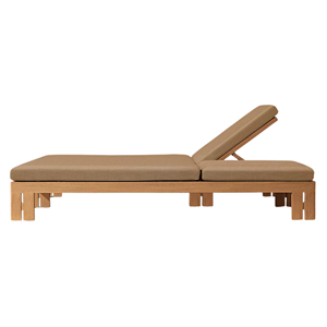 Solid Teak Wood Double Sun Lounger Adjustable Outdoor Chaise Lounge Patio Pool Daybed Folding <b>Recliner</b> Minimalist Furniture - Product Image 3