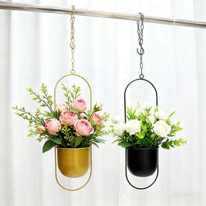 Pot de fleurs mural en métal, support de plantes décoratif pour la maison, balcon, patio, intérieur, extérieur, en fer, antirouille - Product Image 5