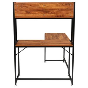 Scrivania per Computer a L con Pannello in Truciolato e Struttura in Acciaio Nero, Angolo Retto, Colore Retrò, con Ripiano - Product Image 5